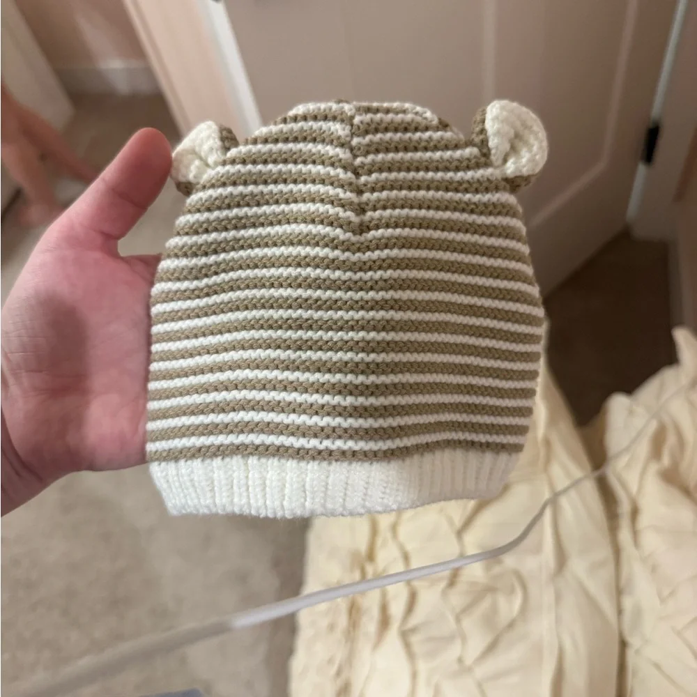 Carter's Brown and White Striped Kids Beanie